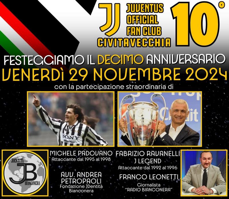 Calcio, domani festa del decennale dello Juventus Club con Ravanelli e Padovano